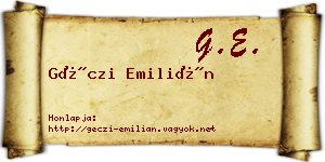 Géczi Emilián névjegykártya